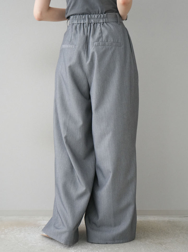 【預購】斜紋設計褶皺寬褲/淺灰