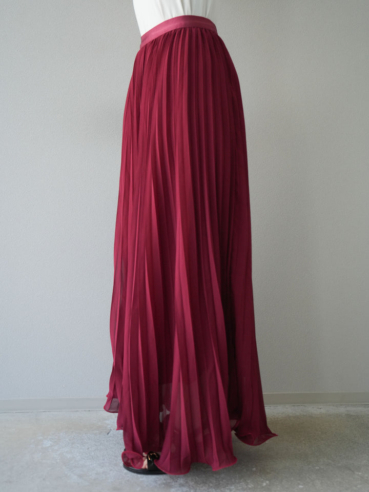[予約]シフォンプリーツパイピングスカート/バーガンディ