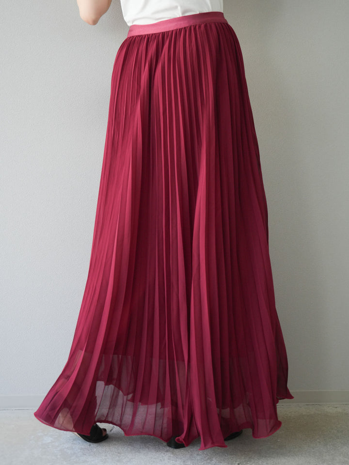 [予約]シフォンプリーツパイピングスカート/バーガンディ