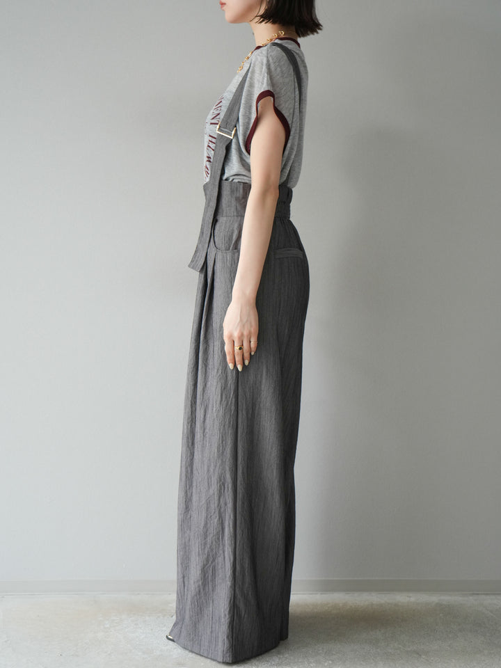 [予約]ストリングデザインハイウエストサロペット/チャコール