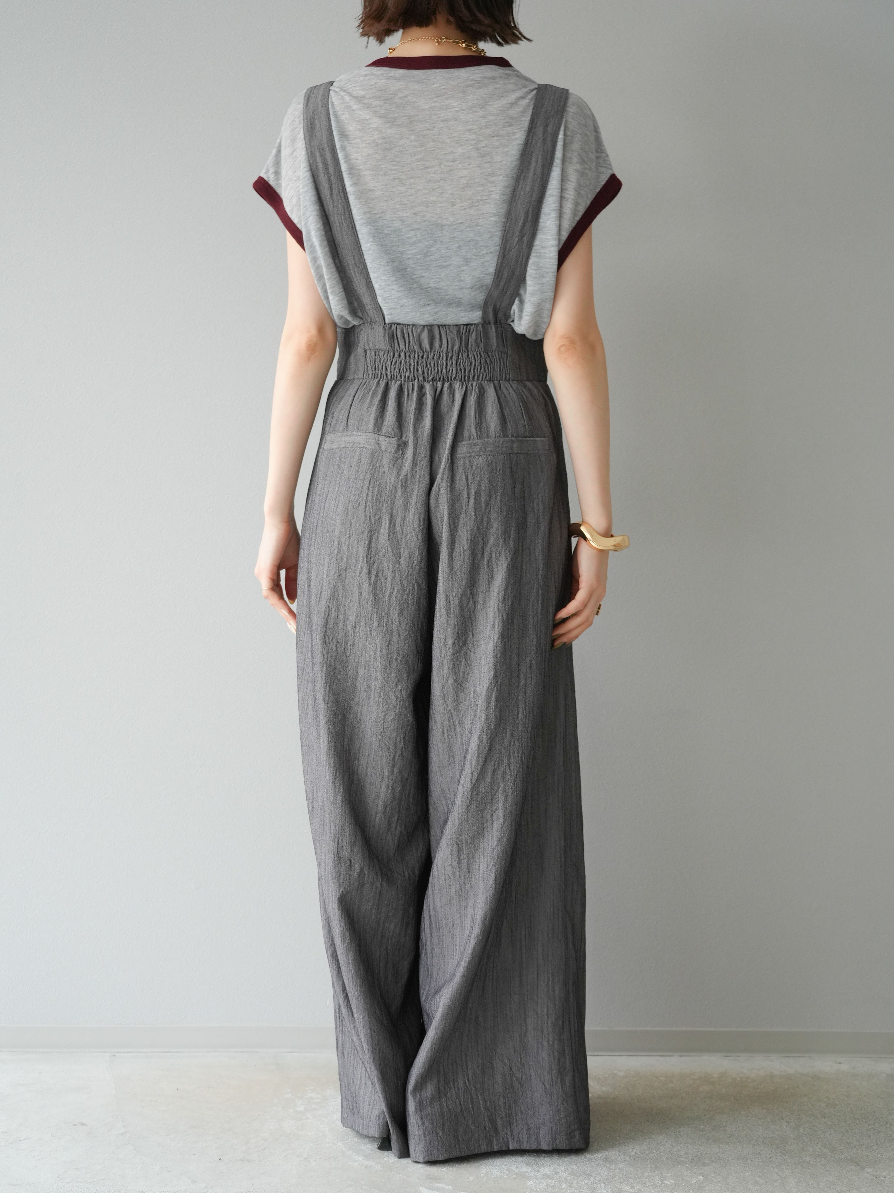 予約]ストリングデザインハイウエストサロペット/チャコール – Lumier