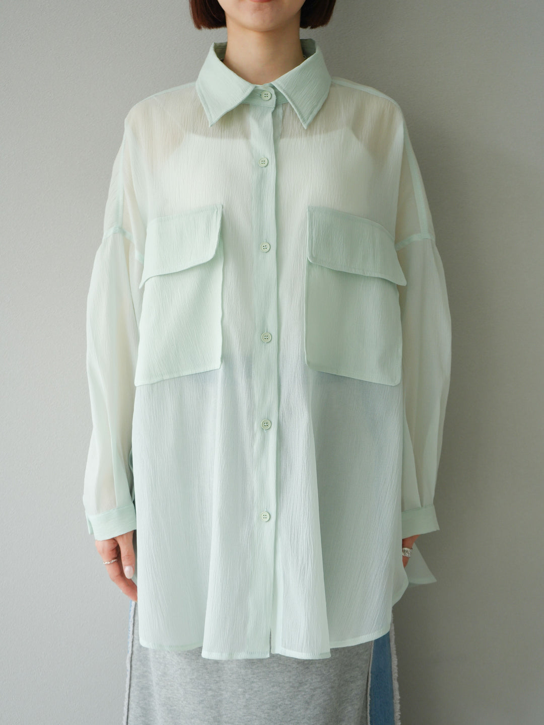 [予約]BIGポケットオーバーシアーシャツ/ミント