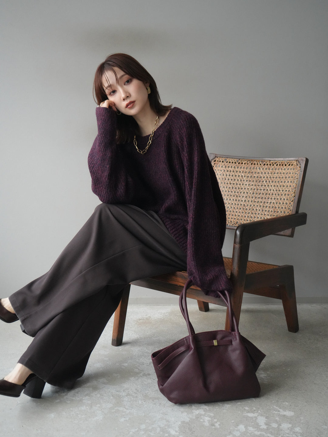 [予約]タックトートBAG /burgundy