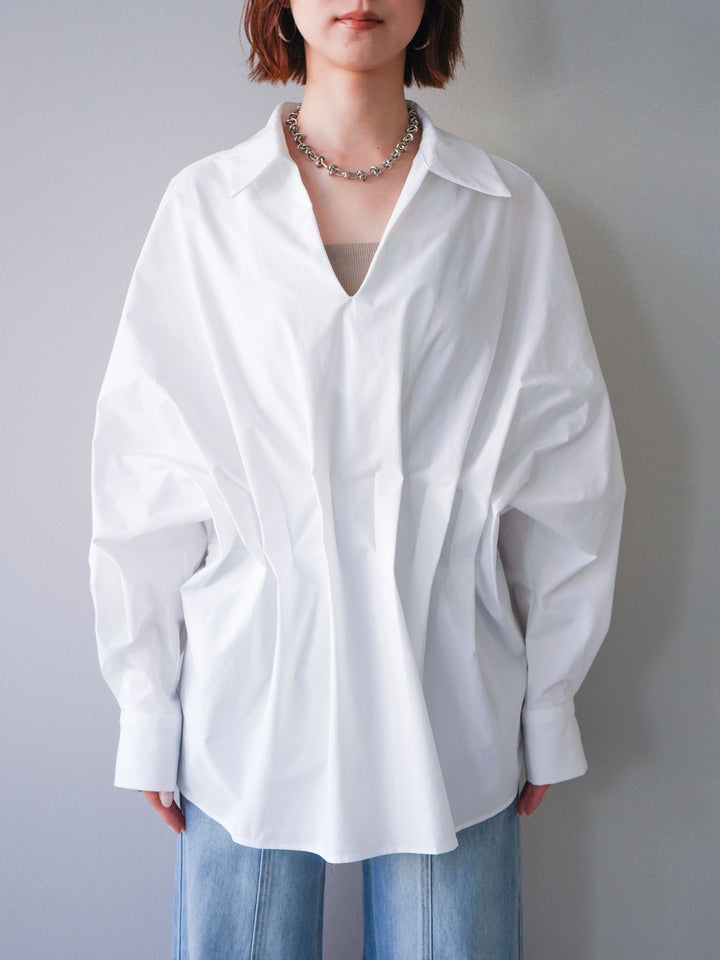 [予約]ウエストギャザースキッパーシャツ/white