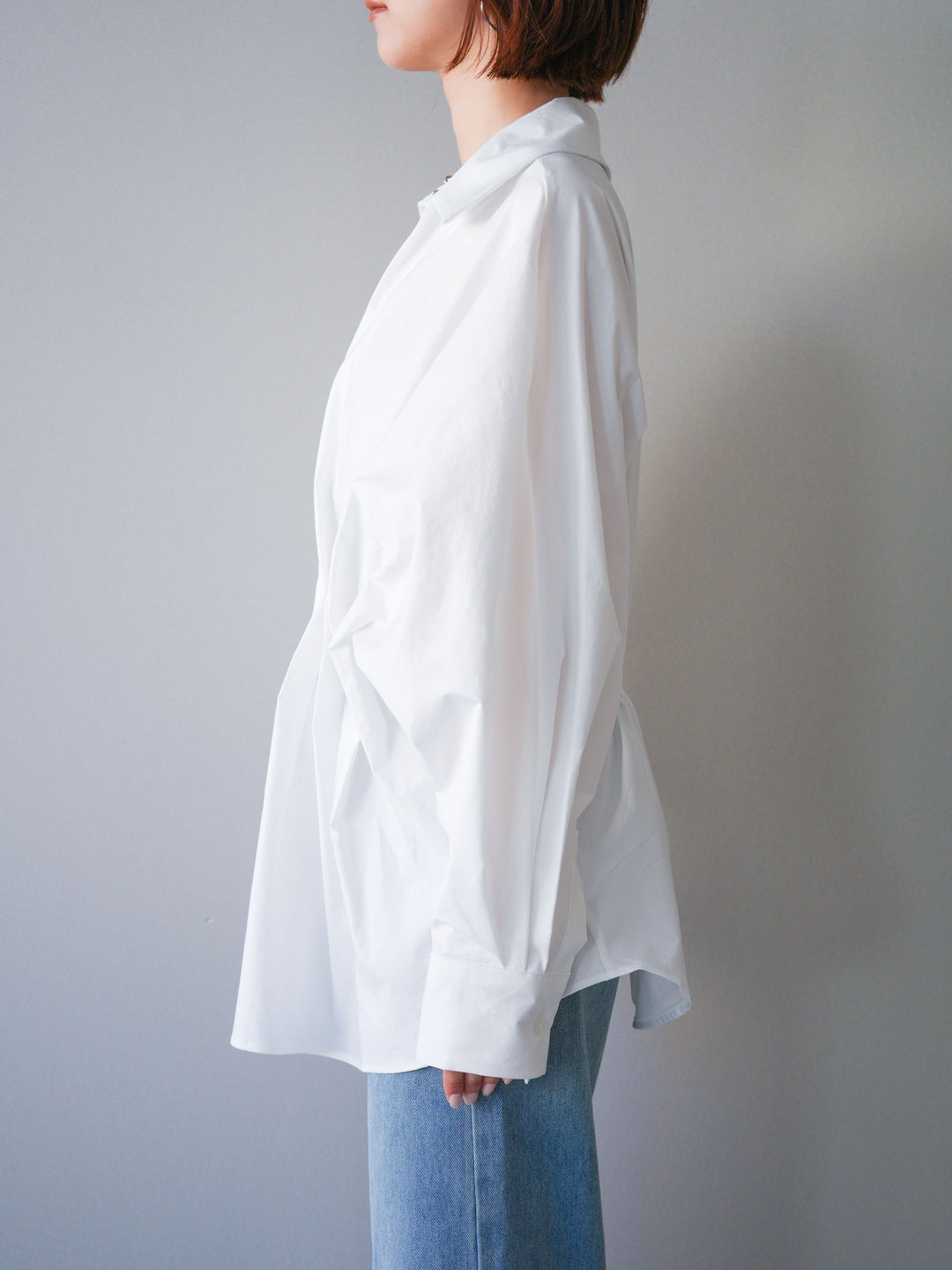 [予約]ウエストギャザースキッパーシャツ/white