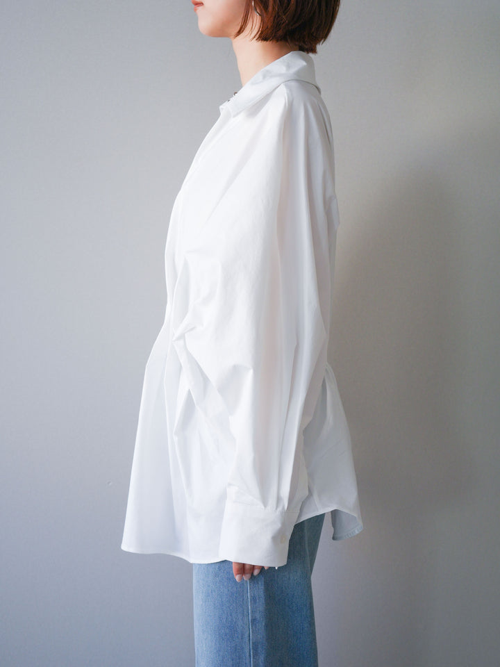 [予約]ウエストギャザースキッパーシャツ/white