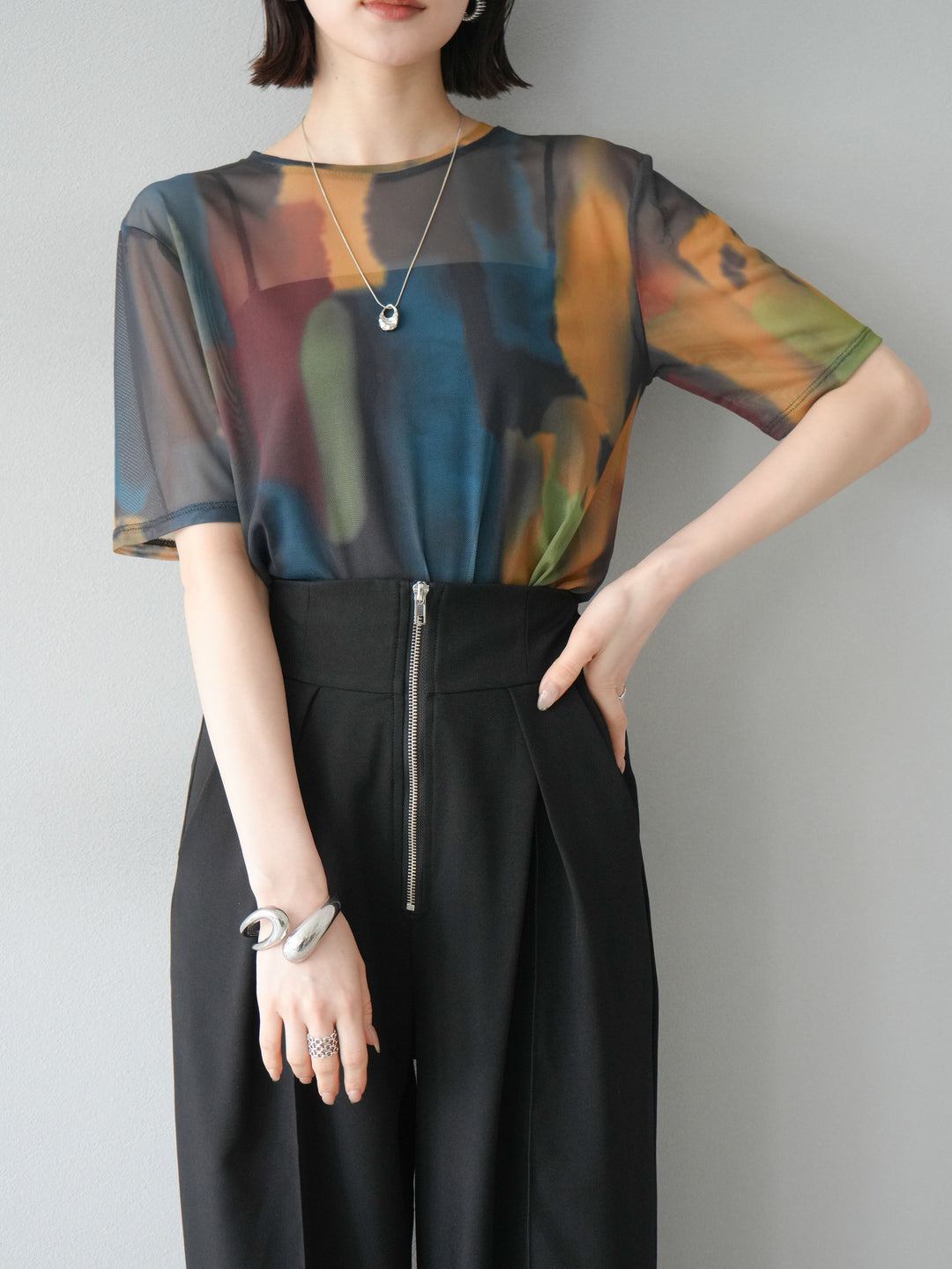 [SET]水彩アートシアーTシャツ+水彩アートシアーTシャツ(2set)