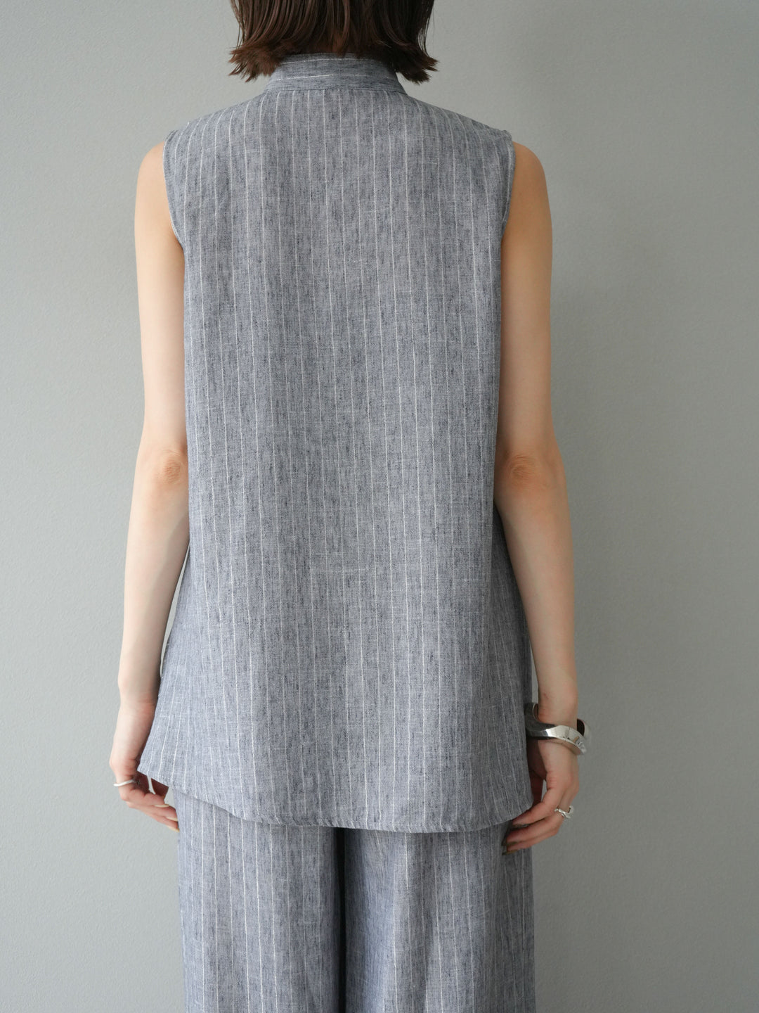 [SET]ラメストライプボウタイブラウス＆ワイドパンツSET UP(2set)