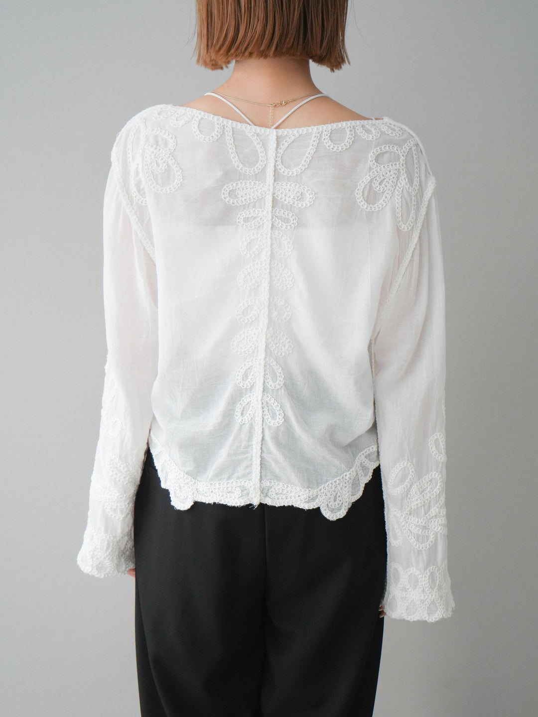 [予約]かぎ編みデザインブラウス/オフホワイト