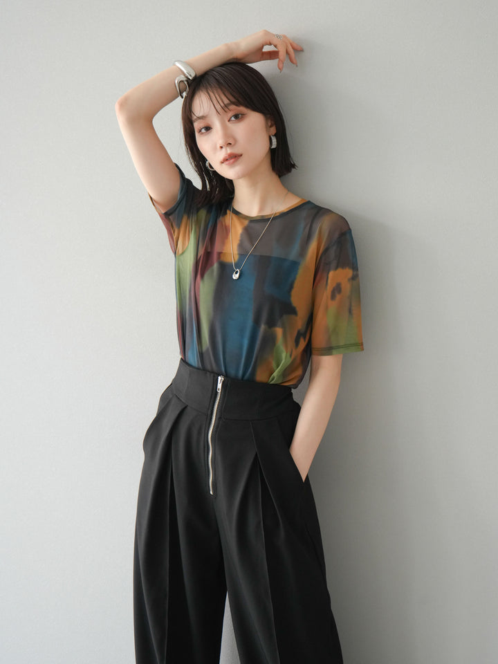 [SET]水彩アートシアーTシャツ+水彩アートシアーTシャツ(2set)