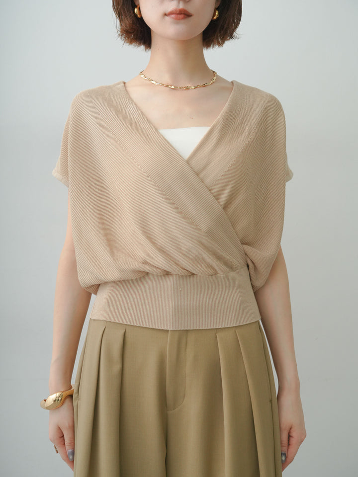 [予約]カシュクールフレンチニットトップス/beige
