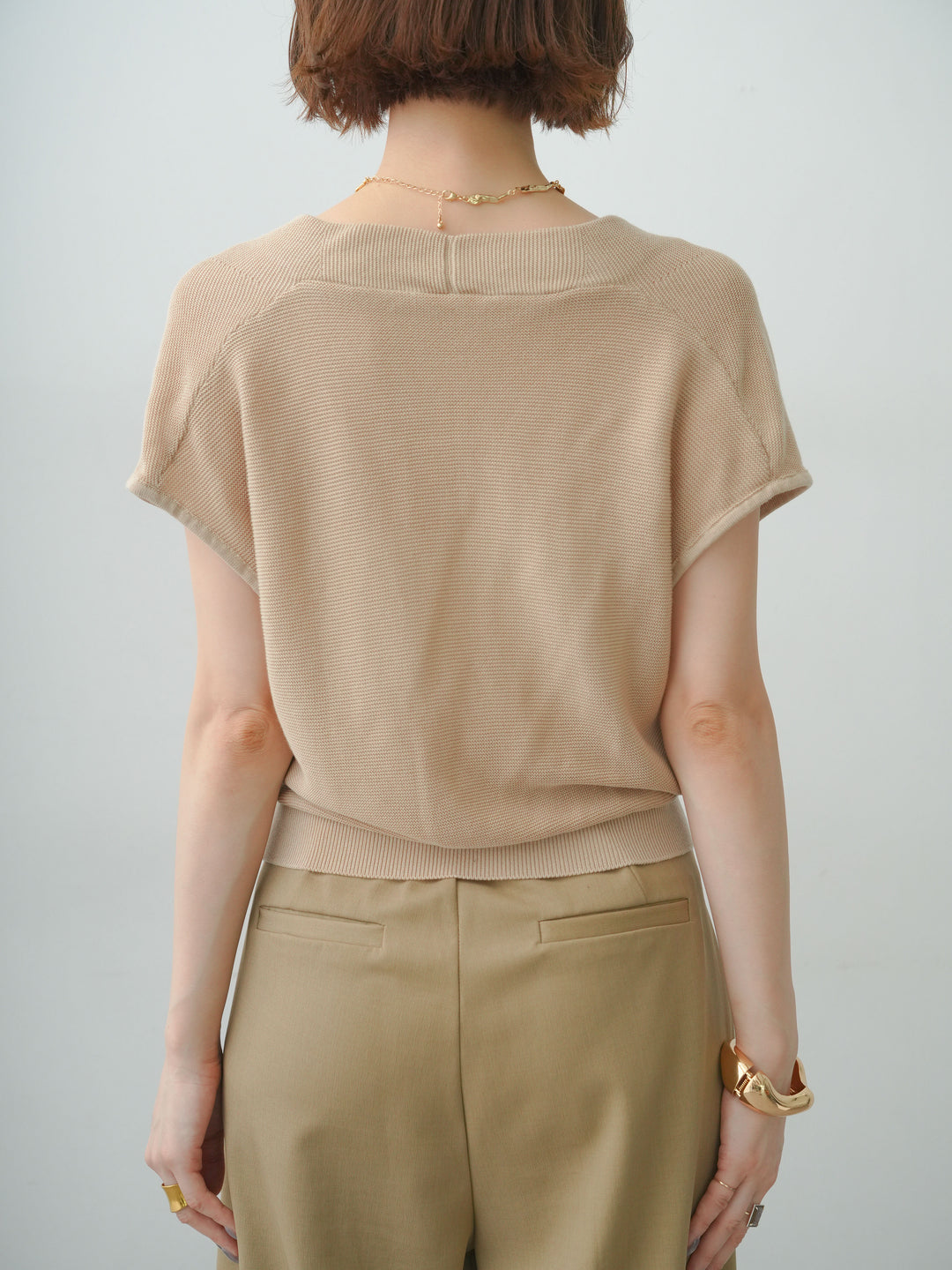 [予約]カシュクールフレンチニットトップス/beige