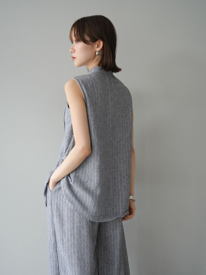 [SET]ラメストライプボウタイブラウス＆ワイドパンツSET UP(2set)