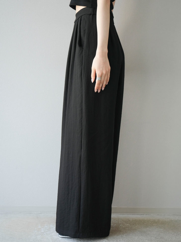 [SET]アシンメトリーショルダーデザイントップス＆ワイドパンツSET UP(2set)