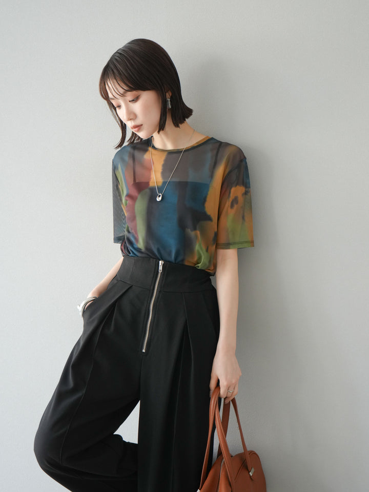 [SET]水彩アートシアーTシャツ+選べるアクセセット(2set)