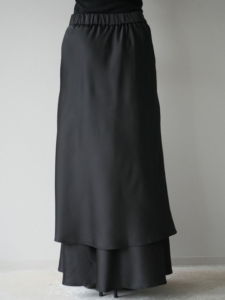[予約]サテンフリルスカート/ブラック