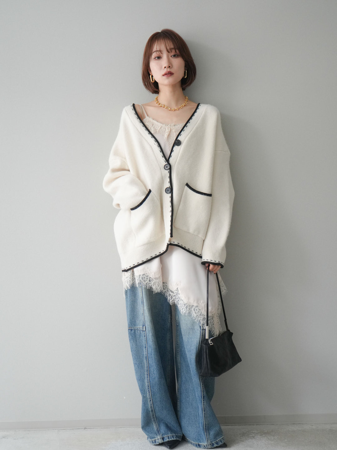 [予約]ベルト付3Dカーブデニムパンツ/blue