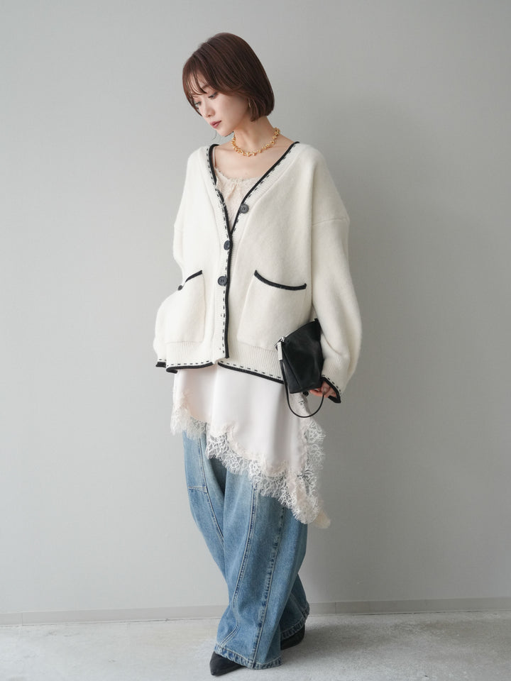 [予約]ベルト付3Dカーブデニムパンツ/blue