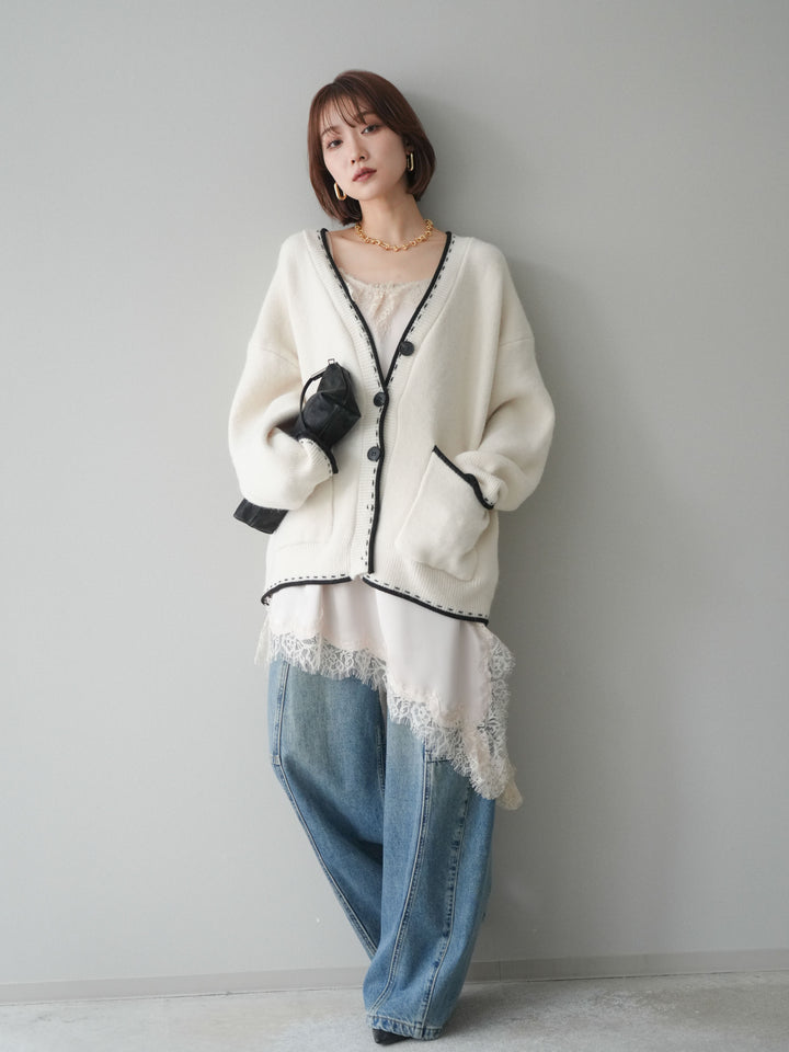 [予約]ベルト付3Dカーブデニムパンツ/blue