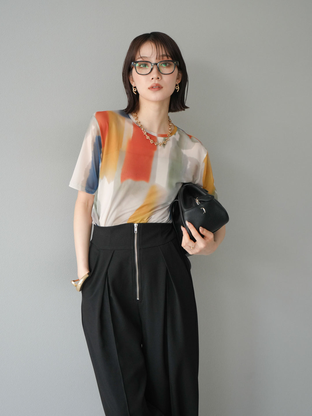 [SET]水彩アートシアーTシャツ+選べるアクセセット(2set)