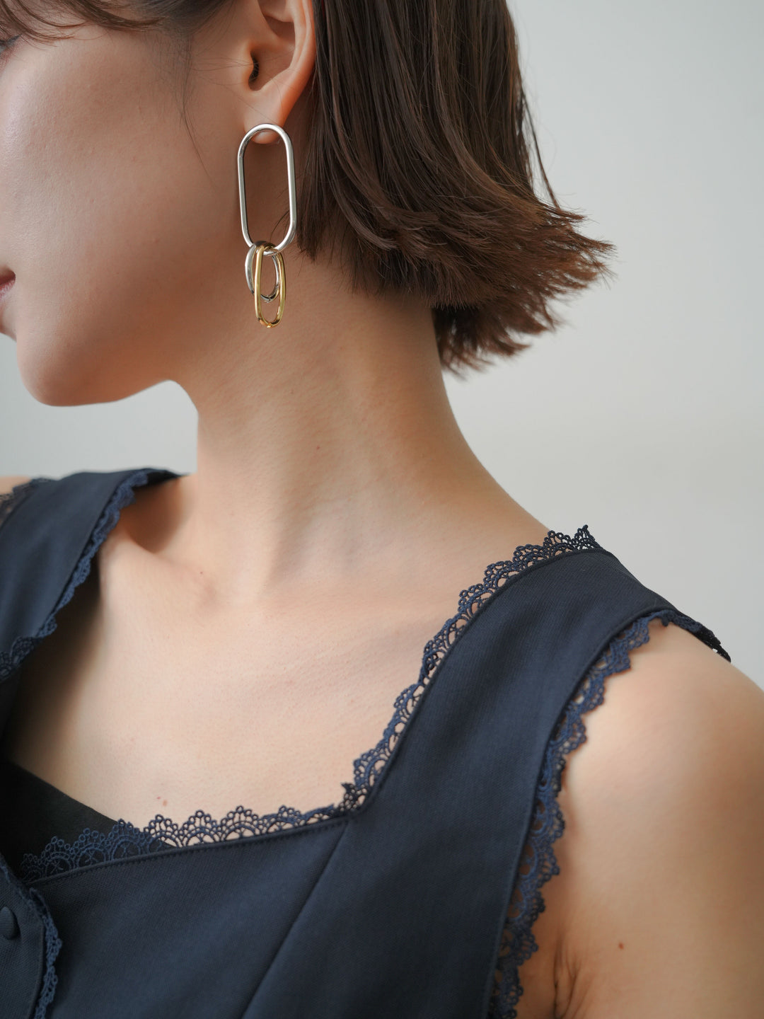 [予約]アシメオーバルコンビピアス/combi