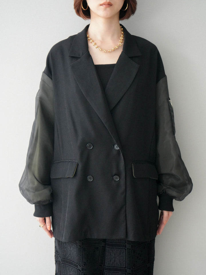 [予約]MA-1ドッキングデザインジャケット/blackkhaki