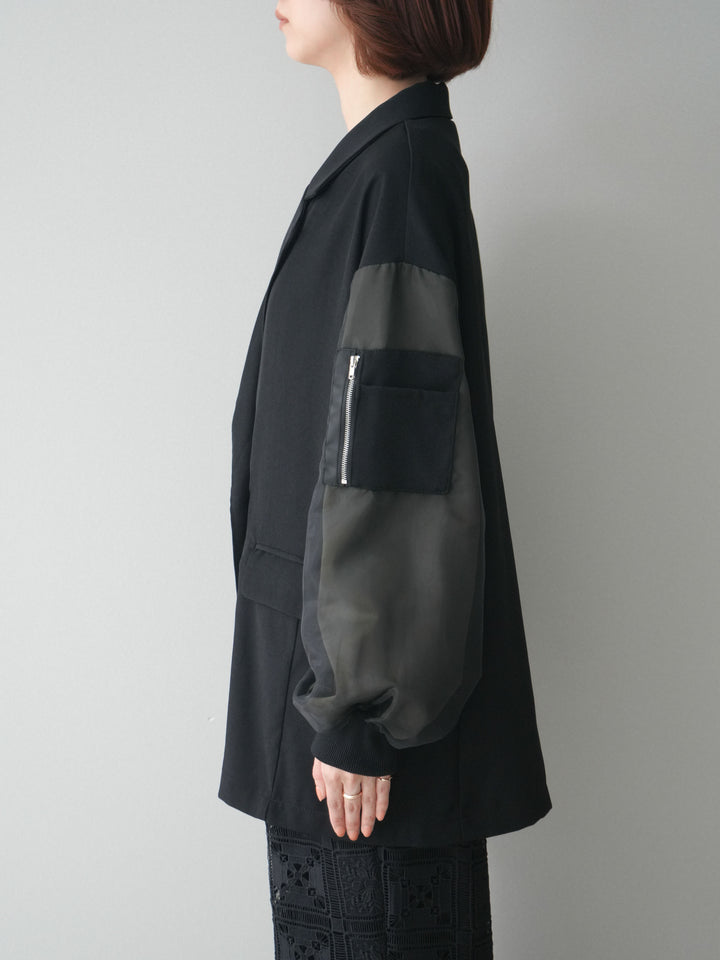 [予約]MA-1ドッキングデザインジャケット/blackkhaki