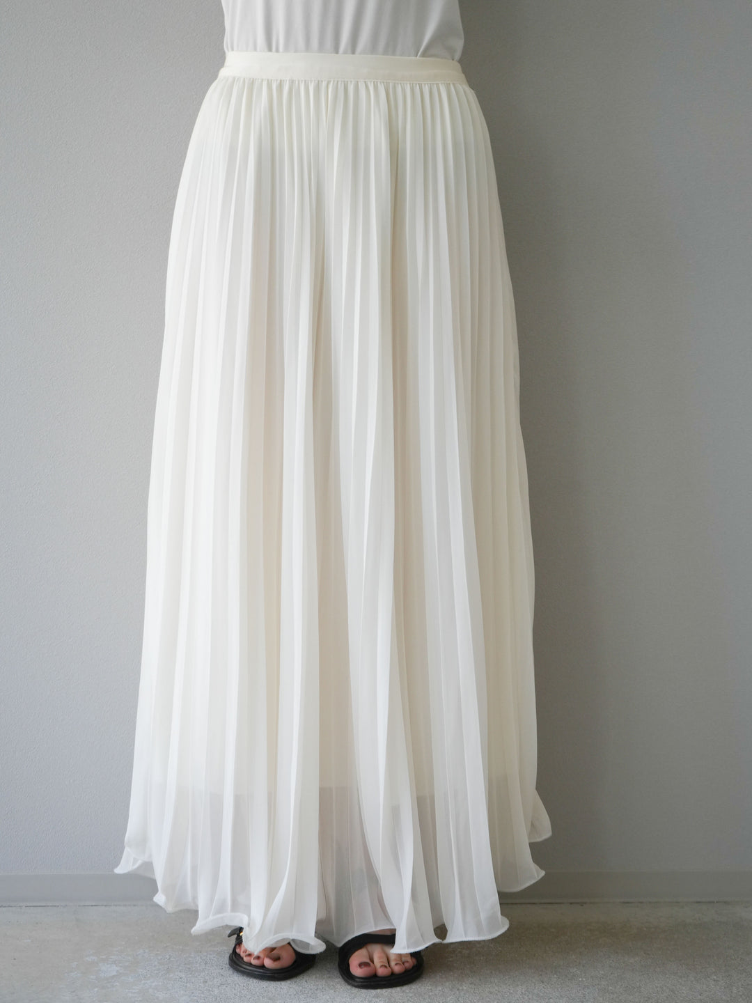 [予約]シフォンプリーツパイピングスカート/アイボリー
