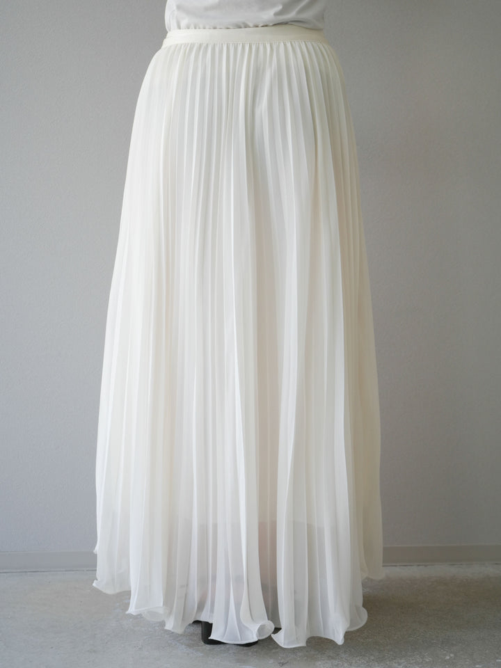 [予約]シフォンプリーツパイピングスカート/アイボリー
