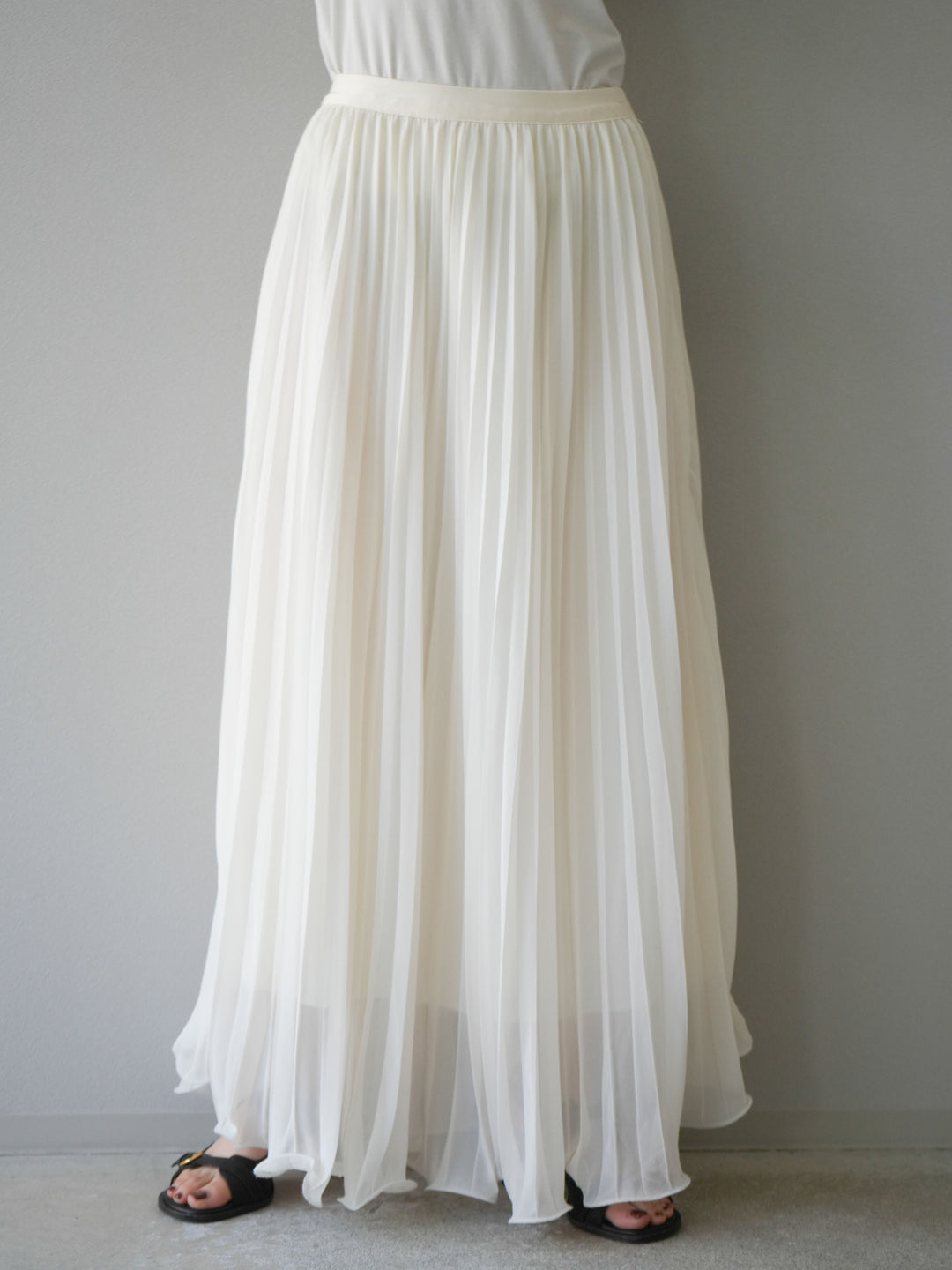 [予約]シフォンプリーツパイピングスカート/アイボリー