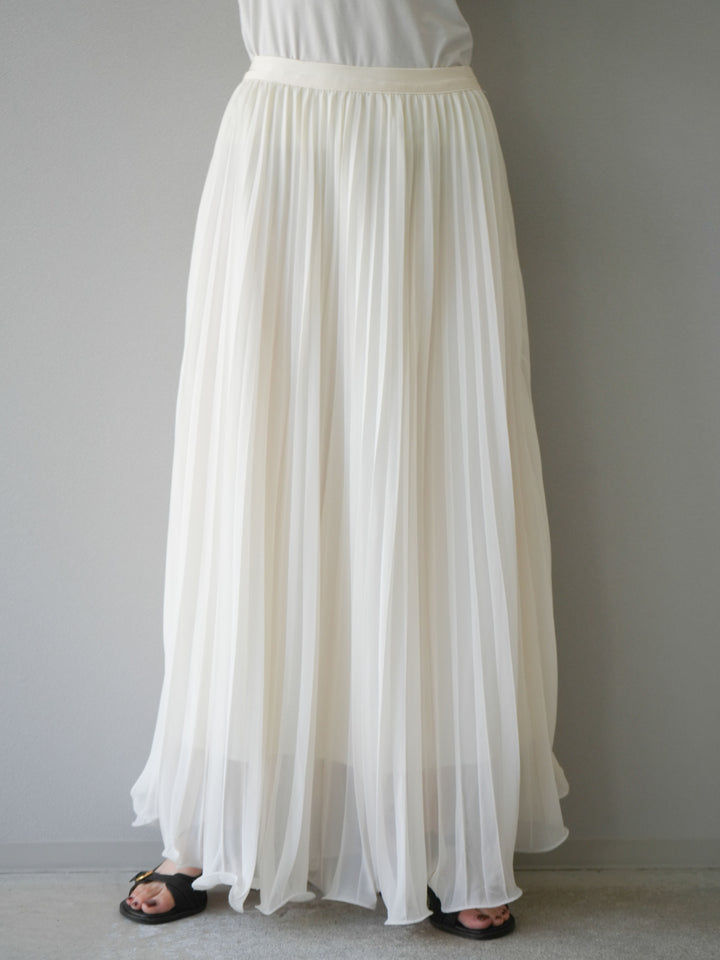 [予約]シフォンプリーツパイピングスカート/アイボリー