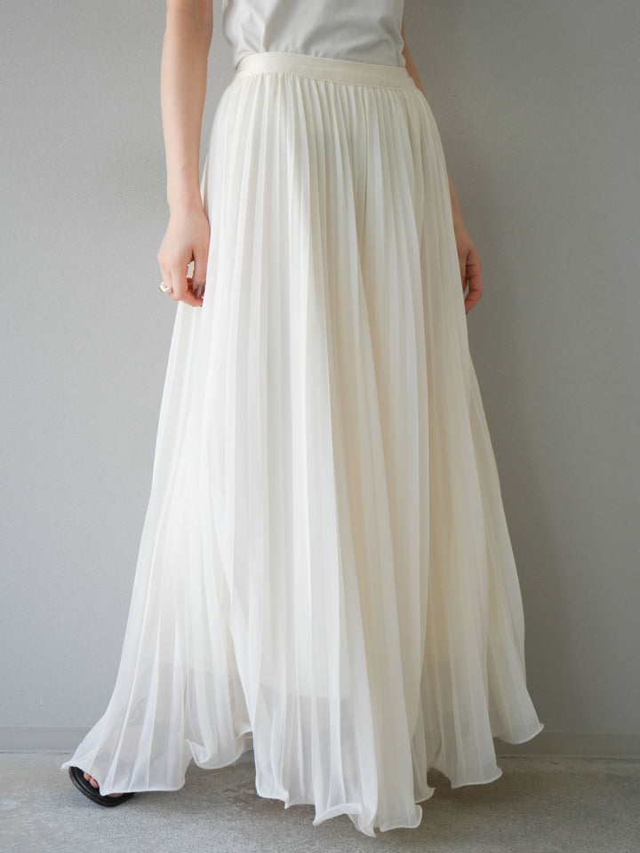 [予約]シフォンプリーツパイピングスカート/アイボリー