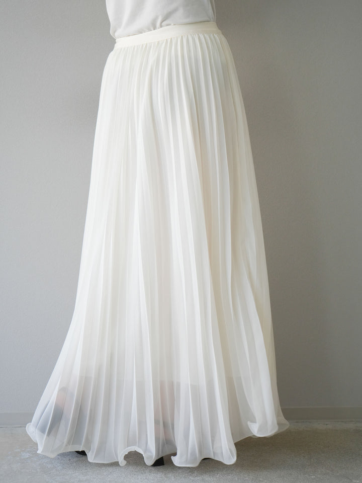 [予約]シフォンプリーツパイピングスカート/アイボリー