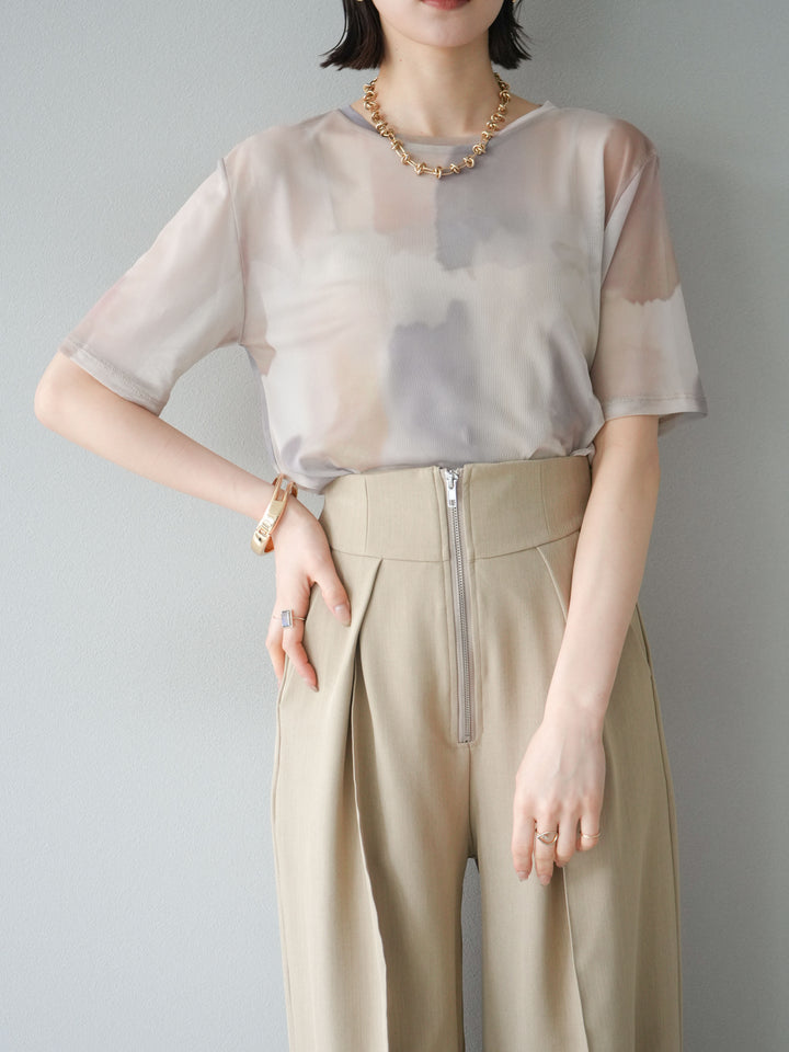 [SET]水彩アートシアーTシャツ+選べるアクセセット(2set)