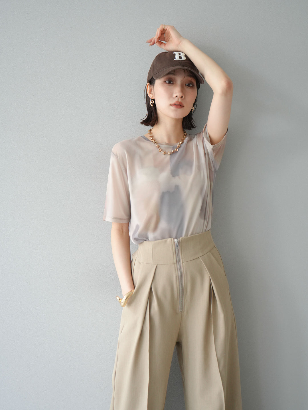 [SET]水彩アートシアーTシャツ+選べるアクセセット(2set)