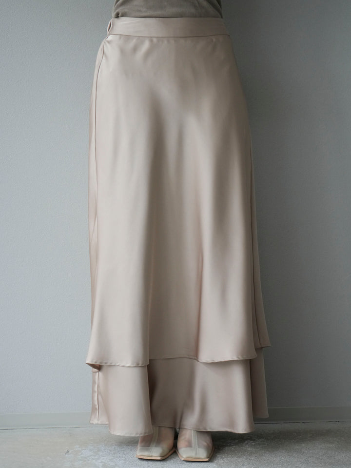 [予約]サテンフリルスカート/ベージュ