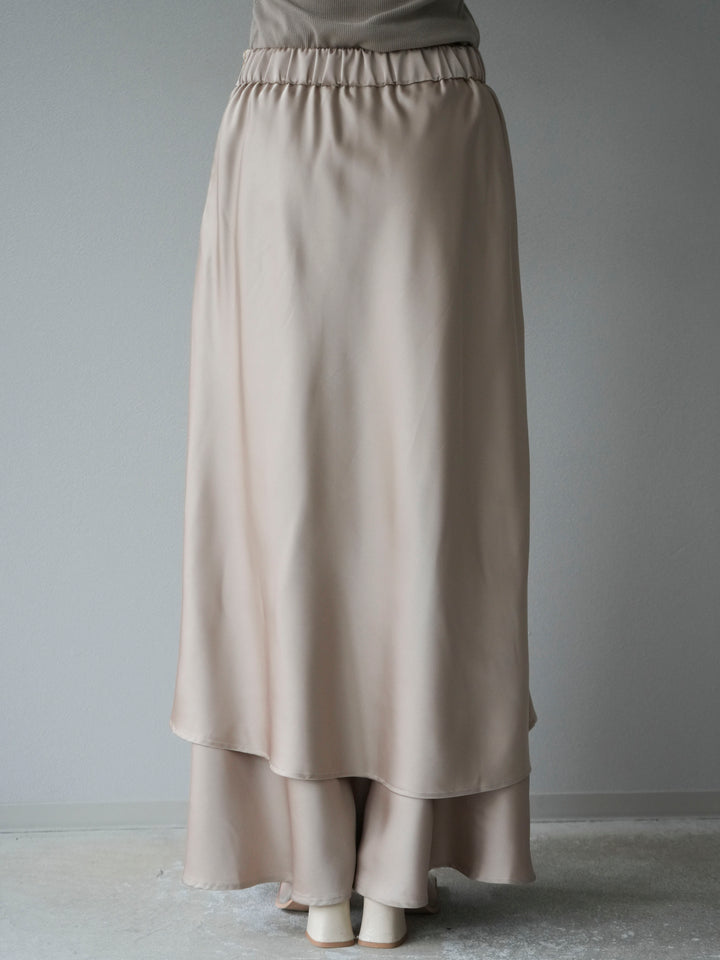 [予約]サテンフリルスカート/ベージュ