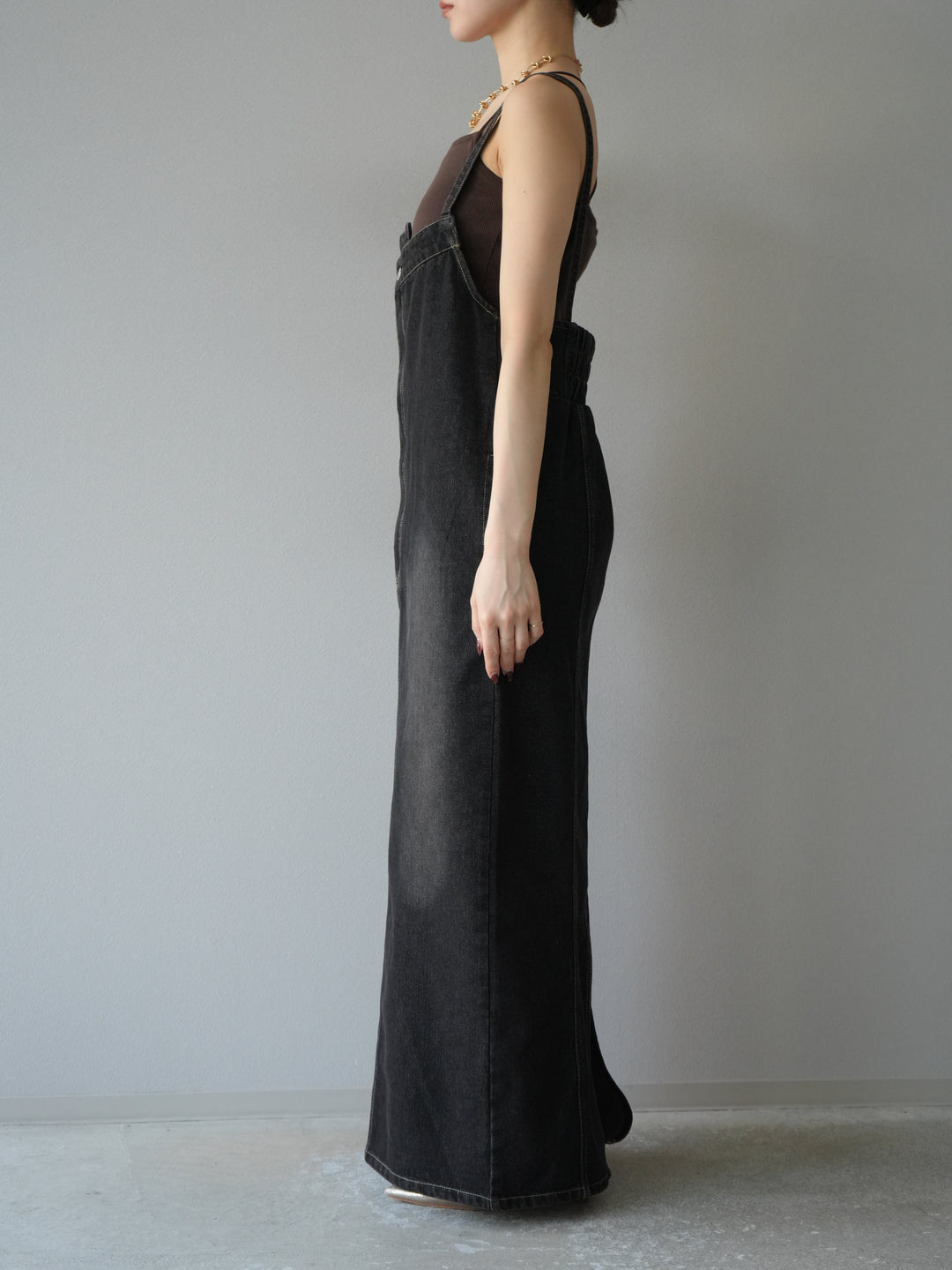 【預購】不對稱牛仔洋裝/黑色