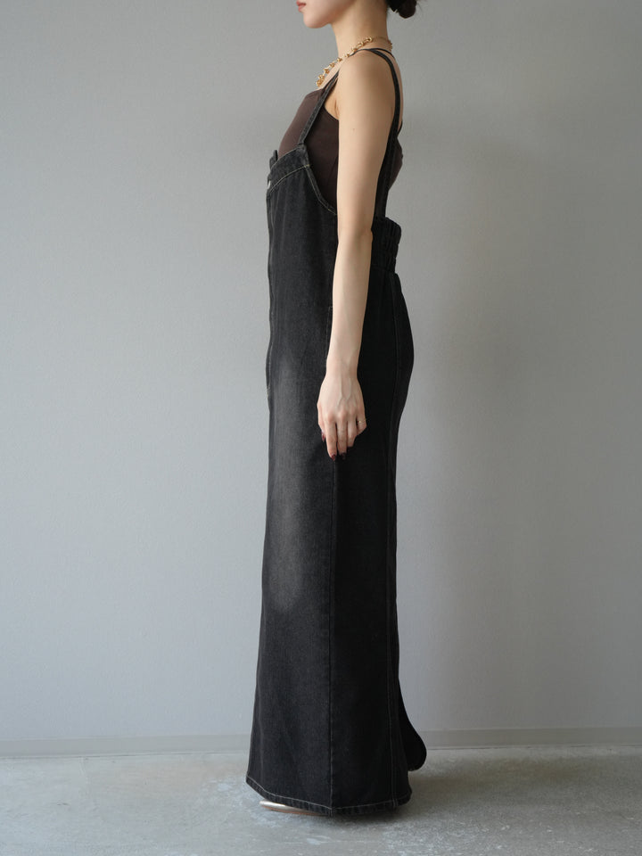 【預購】不對稱牛仔洋裝/黑色