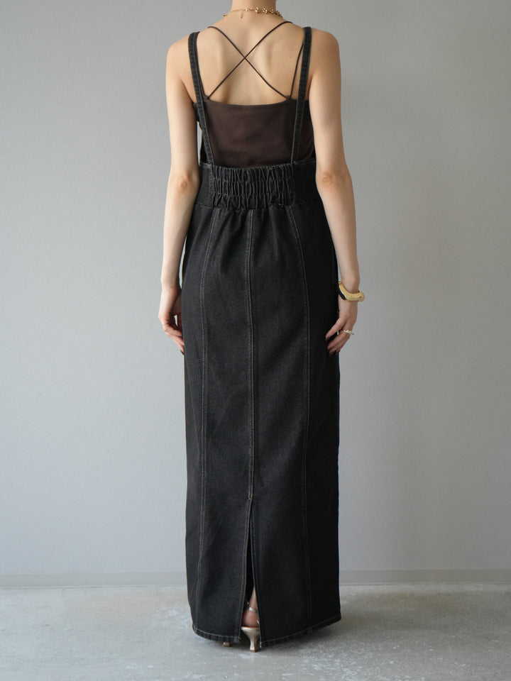 【預購】不對稱牛仔洋裝/黑色