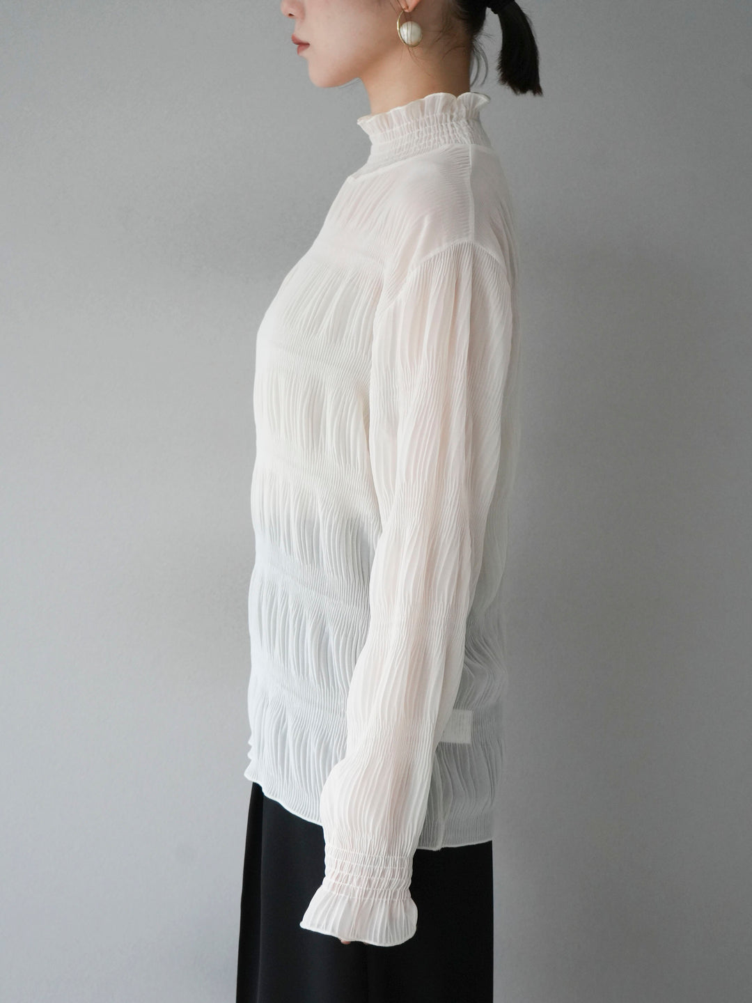 [Pre-order] Shirring Chiffon Blouse/Ivory