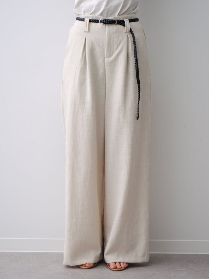 [予約]メッシュベルト付リネンライクパンツ/beige