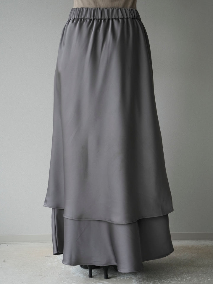[予約]サテンフリルスカート/グレー