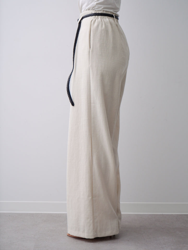 [予約]メッシュベルト付リネンライクパンツ/beige