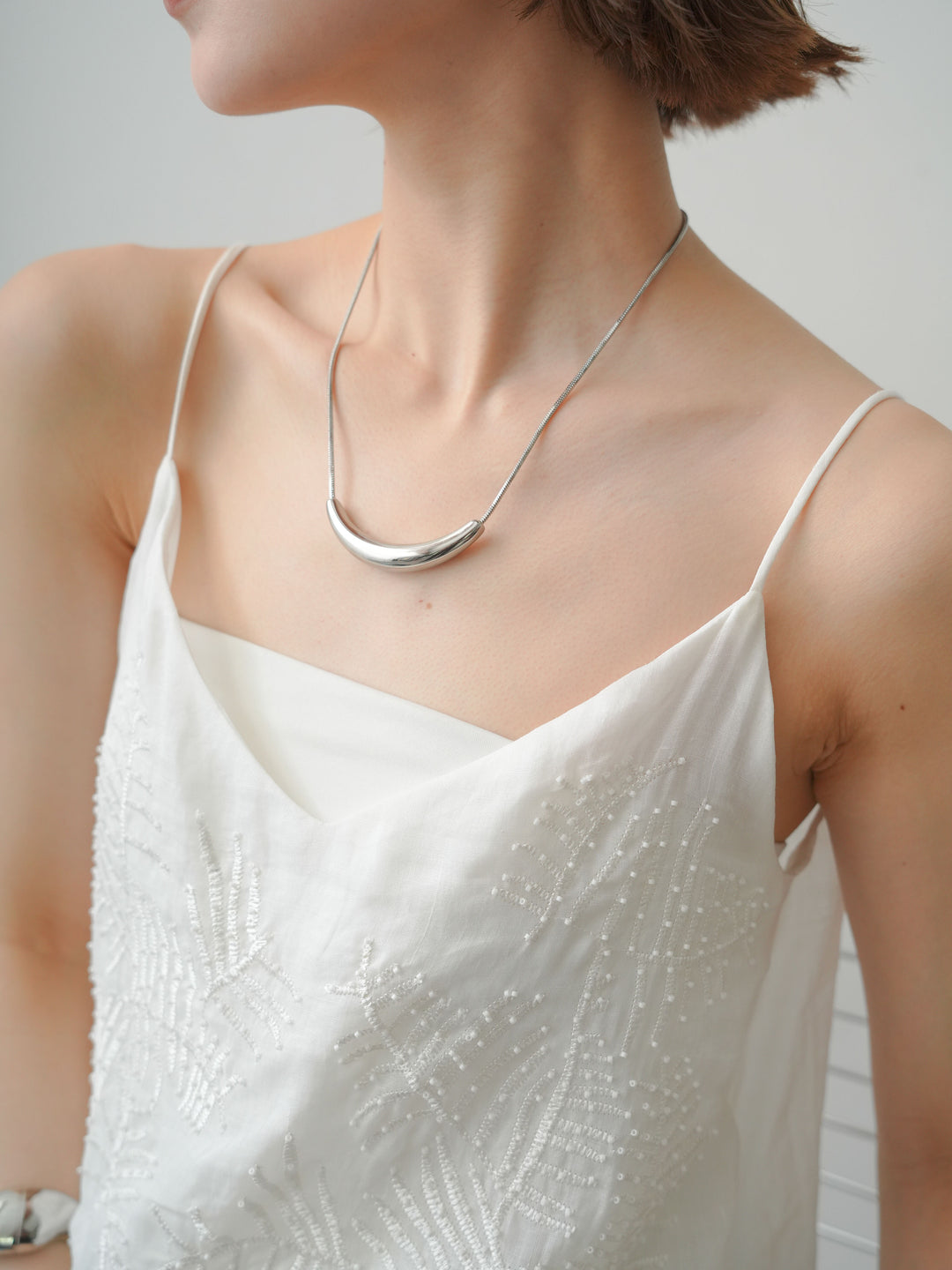 [予約]クレセントモチーフネックレス/silver