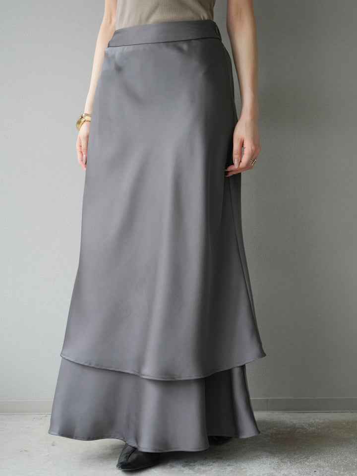 [予約]サテンフリルスカート/グレー