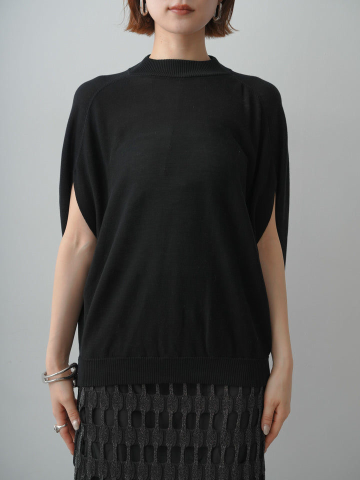 [予約]ボトルネックドロップショルダーニットトップス/black