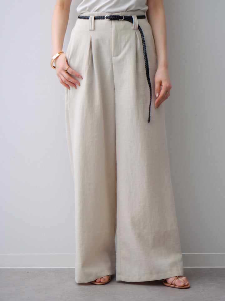 [予約]メッシュベルト付リネンライクパンツ/beige