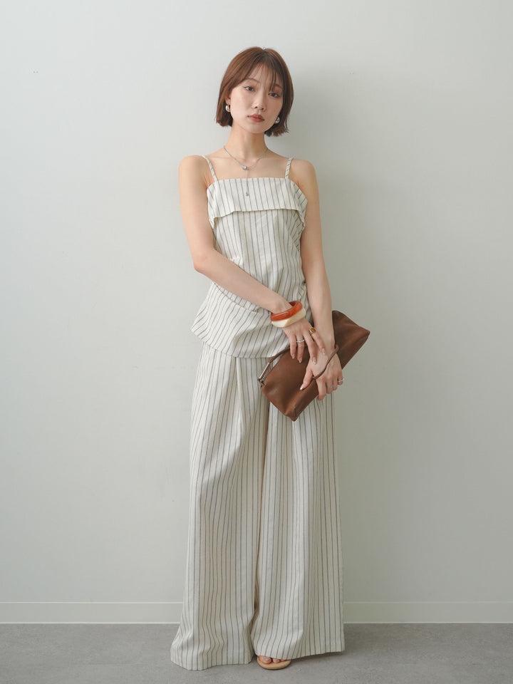 [SET]ストライプアシメキャミソール+ストライプタックワイドパンツ(2set)