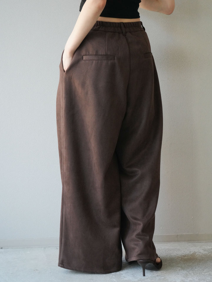[予約]スウェードタックワイドパンツ/ブラウン